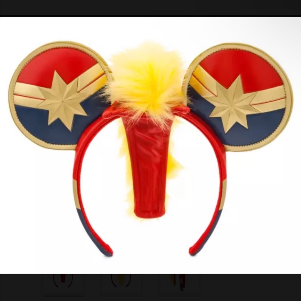 Disney ears headband Captain Marvel ears with hair NWT FAUX LEATHER OS unisex